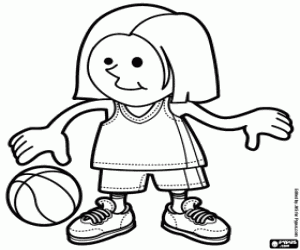Colora Bambina con la palla di basket