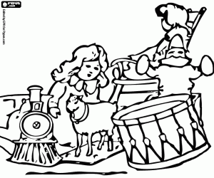 Colora Una bambina con regali di Natale