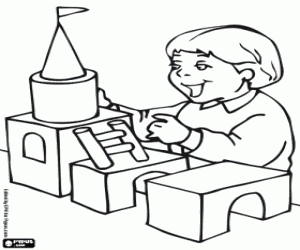 Colora Il bambino e il gioco di costruzione
