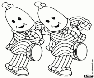 Colora Le banane B1 e B2 con loro pigiami