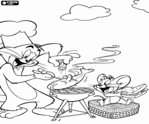Colora Il barbecue di pesce di Tom e Jerry