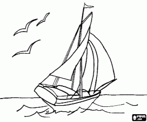 Colora La barca a vela e i gabbiani