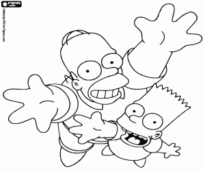 Colora Bart e Homer guardando verso l'alto