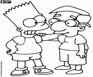 Colora Bart Simpson e Milhouse, gli amici