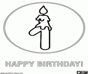 Colora Una bella candela con il numero uno