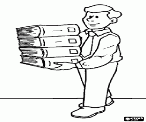 Colora Il bibliotecario con libri