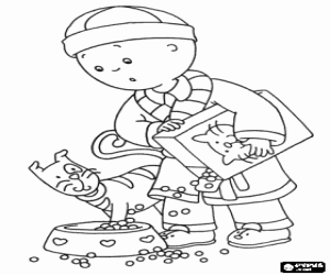 Colora Caillou e il cibo per gatti per Gilbert