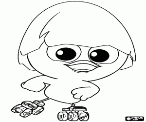 Colora Calimero con pattini a rotelle