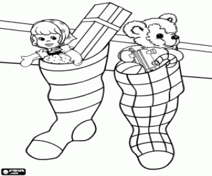 Colora Calze appese con i regali di Natale