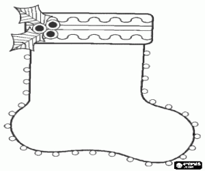 Colora Calzino di Natale con foglie di agrifoglio