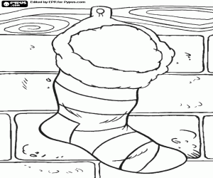 Colora Calzino di Natale su un muro di mattoni