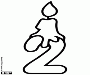 Colora Una candela accesa su un numero due