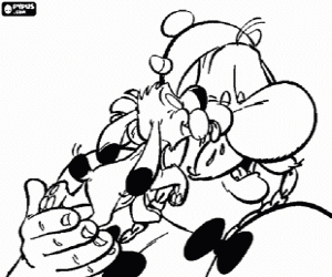 Colora Il cane lecca il volto di Obelix