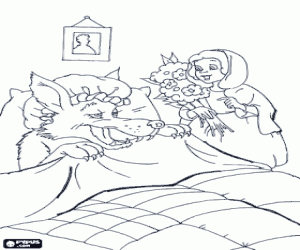 Colora Cappuccetto rosso con il bouquet