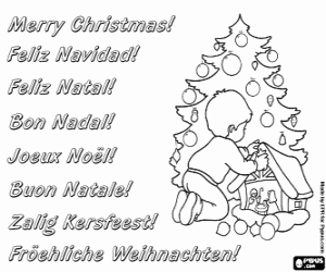 Colora Cartolina dil bambino e stella di Natale