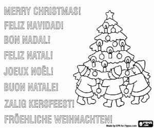 Colora Cartolina con i bambini a Natale