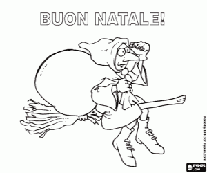 Colora Cartolina di Natale con la Befana