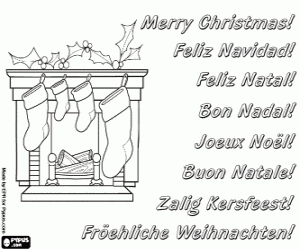 Colora Cartolina di Natale con un camino