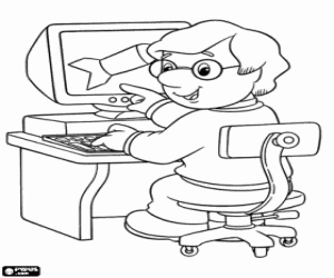 Colora Charlie Pringle al computer