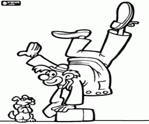 Colora Un clown acrobata e un cucciolo