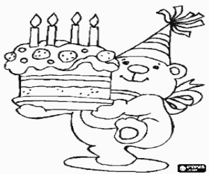 Colora Compleanno dell'orsetto di peluche