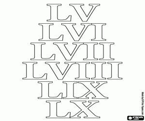 Colora Da contare da 55 a 60 come Romani