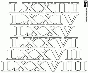 Colora Da contare da 73 a 78 come i Romani