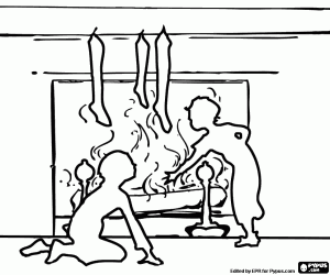 Colora Controluce con camino e i bambini