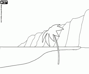 Colora La costa con spiaggia e scogliere