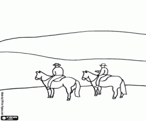 Colora Cowboy a cavallo sulla pianura