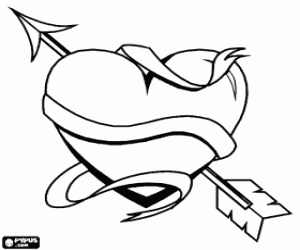 Colora Cuore con freccia di Cupido