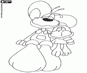 Colora Diddl il topo e un piccolo corvo