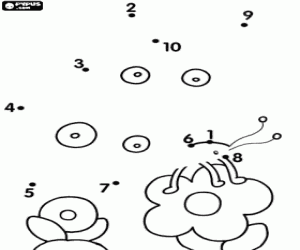 Colora Disegno per punti di fiore e animale