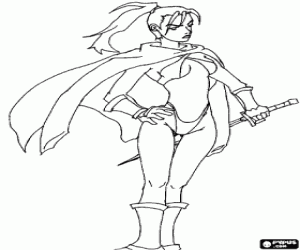 Colora Una donna samurai con una katana