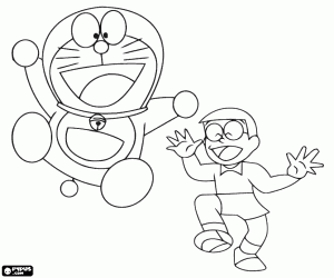 Colora Doraemon e Nobita, i protagonisti
