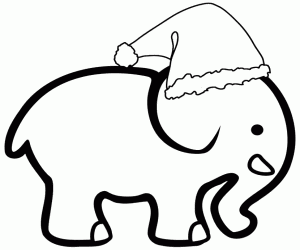 Colora Un elefante con un cappello di Natale