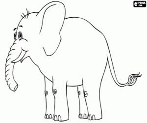 Colora Elefante con le zanne, dal lato