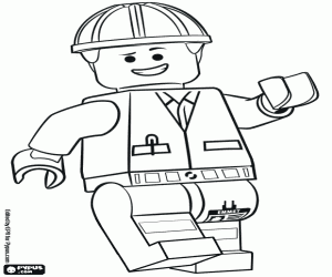 Colora Emmet con casco, personaggio di Lego