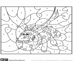 Colora Enorme drago, colorare con numeri