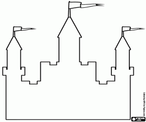 Colora Facciata di un castello, contorno