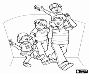 Colora Una famiglia felice alla festa del papà