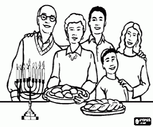 Colora Una famiglia nell'Hanukkah