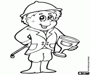 Colora Fantino. Cavaliere con il trofeo