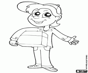 Colora Un fattorino con il pacchetto