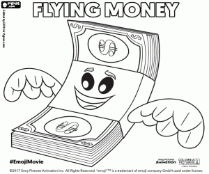 Colora Flying Money, un emoji da film