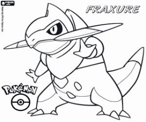 Colora Fraxure, un drago Pokemon