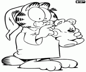 Colora Garfield in pigiama e Beppe