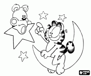 Colora Garfield e Pooky nel cielo notturno
