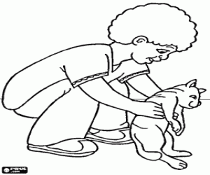 Colora Gatto con un ragazzo