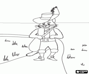 Colora Il gatto con gli stivali e borsa